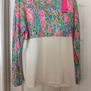 Lilly Pulitzer Pink and Blue Patterned Long Sleeve Top